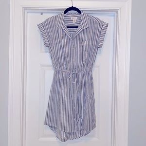 Striped linen tie waist dress